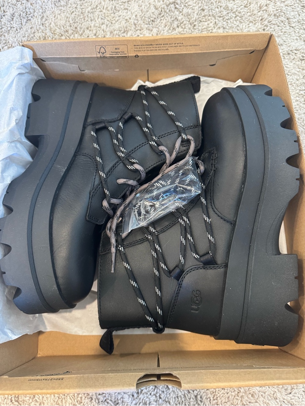 UGG Black Chunky Lug Platform Ankle Boots